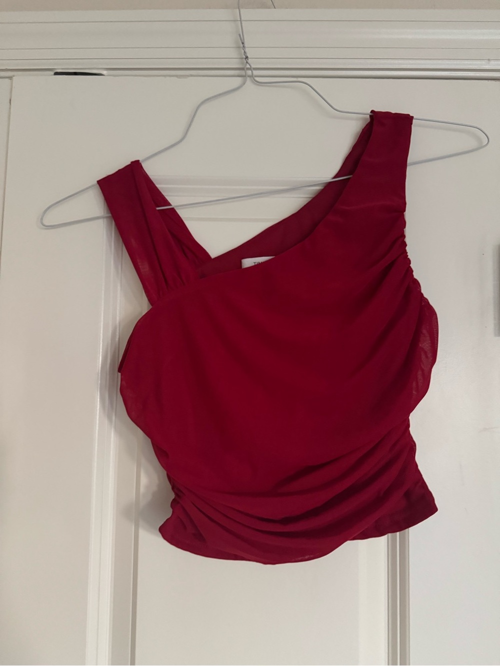 Asymmetric crimson Red Crop Tank Top - Women's small